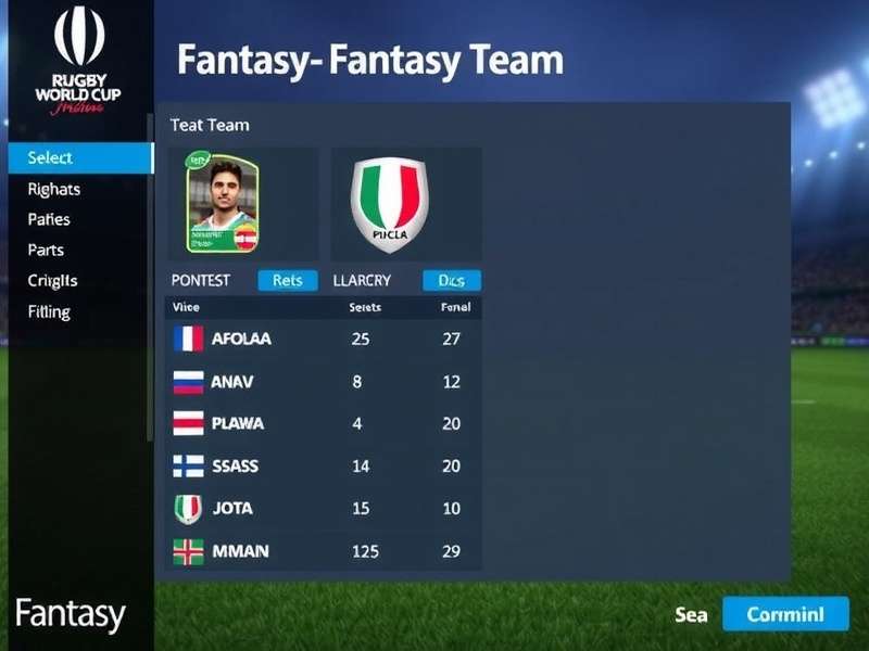 Rugby World Cup India Fantasy Gameplay Rugby World Cup India Fantasy Gameplay showing a user's fantasy team selection interface with player cards and statistics